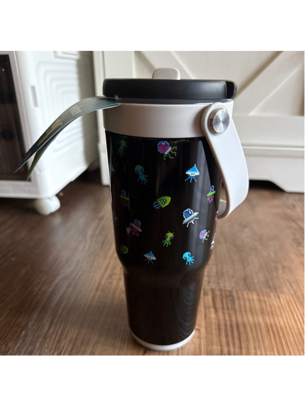 Unisex Reduce Chiller Go 24oz Water Bottle Black White Alien Print One Size